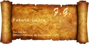 Fekete Gejza névjegykártya